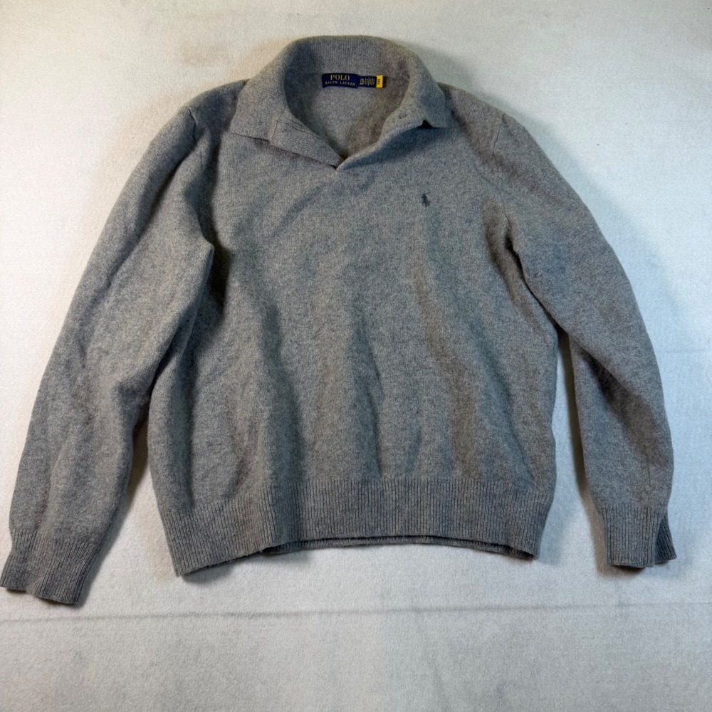Polo by Ralph Lauren Men's Gray V-Neck Sweater - Picture 2 of 3